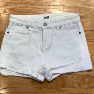 Paige white jean cutoff shorts